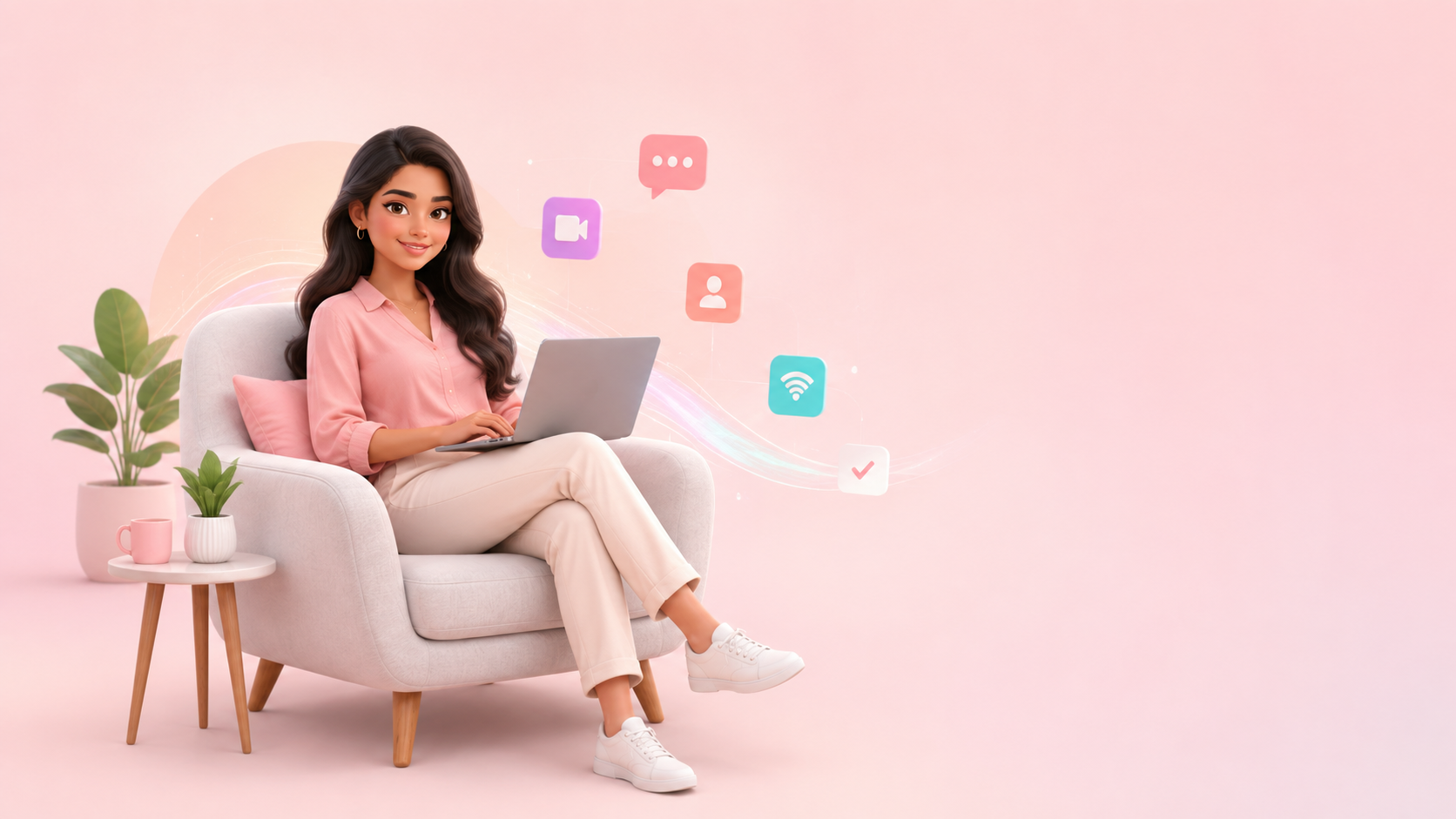 Person relaxing on a couch, connected to their devices with SAAS Connect